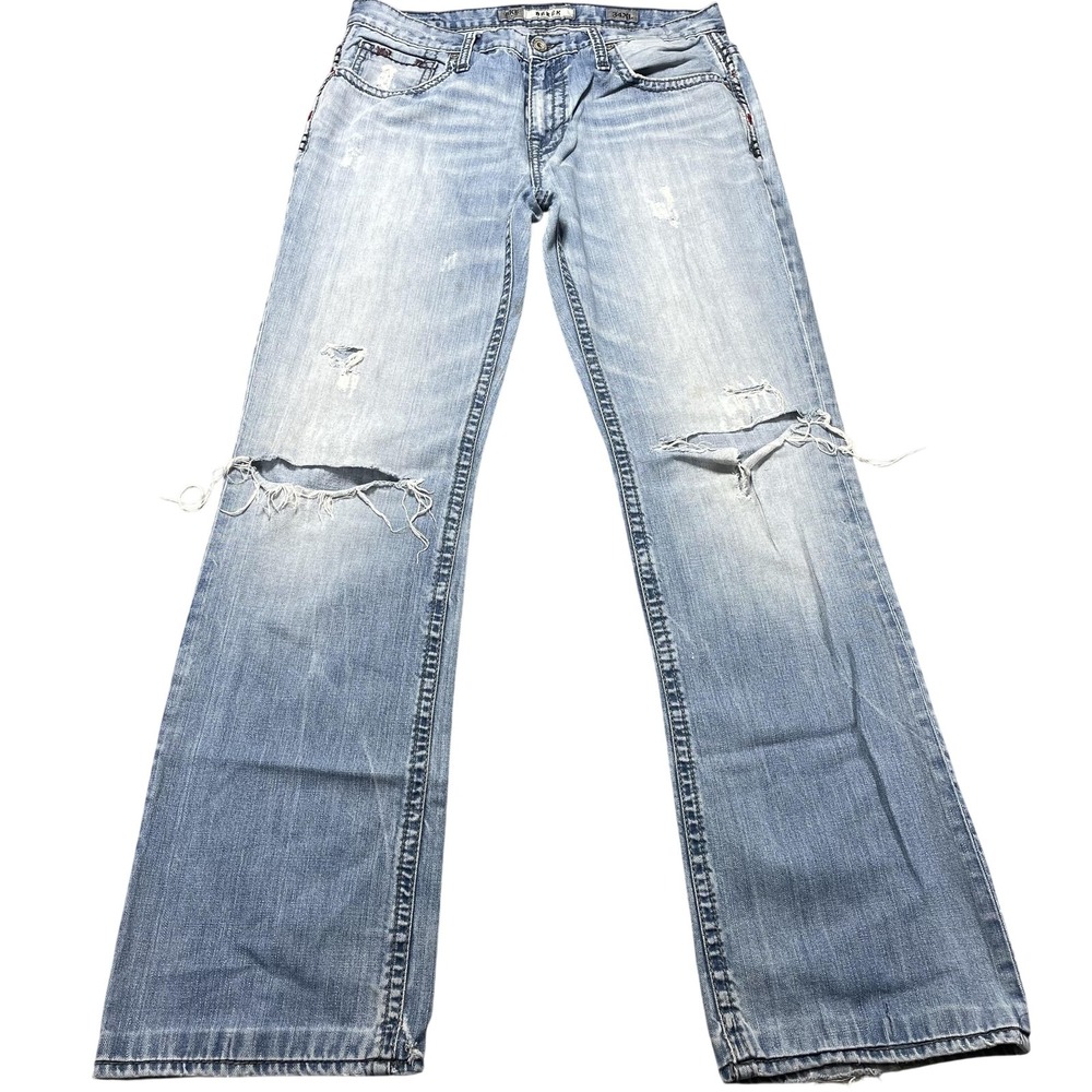 BKE Derek Jeans Mens 34XL Blue Wash Straight Denim Pants 36x34 Distressed Y2K